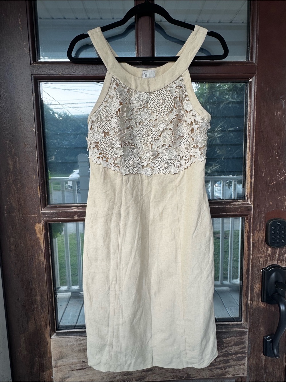 Anthropologie Cream Crochet-Yoke Midi Dress